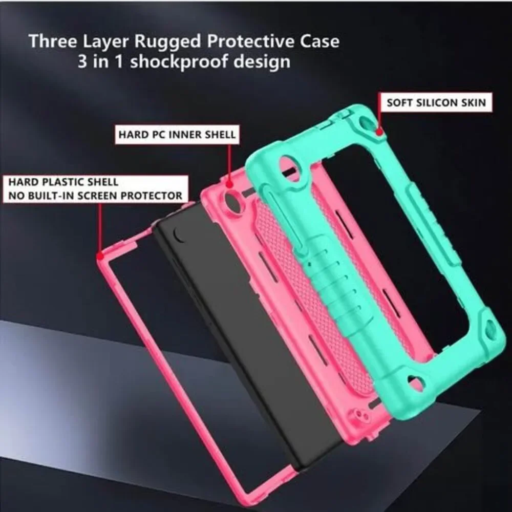 Rugged Three-Layer Tablet Case with Kickstand for TCL Tab 8 LE or TCL Tab 8 Plus